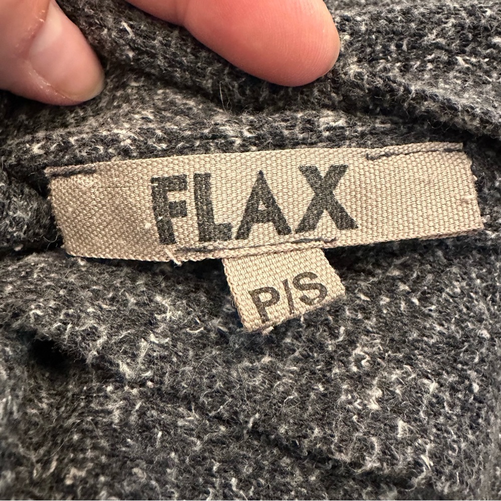 FLAX Gray Waterfall Cardigan Sweater Wrap Size Small Boho Cozy Warm Soft - Picture 9 of 10